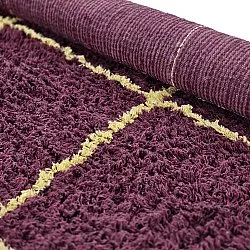 Tappeto A Pelo Lungo - Lana Natural Cotton Shaggy (bordeaux/giallo)