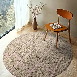 Tappeti rotondi - Lindley Natural Cotton Shaggy (beige/rosa)