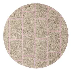 Tappeti rotondi - Lindley Natural Cotton Shaggy (beige/rosa)