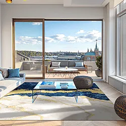 Tappeto Wilton - Padova (blu/bianco/oro)