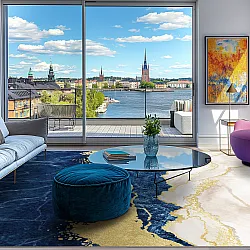 Tappeto Wilton - Padova (blu/bianco/oro)