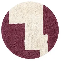 Tappeti rotondi - Ricco Natural Cotton Shaggy (offwhite/borgogna)