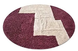 Tappeti rotondi - Ricco Natural Cotton Shaggy (offwhite/borgogna)
