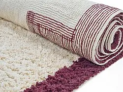 Tappeti rotondi - Ricco Natural Cotton Shaggy (offwhite/borgogna)