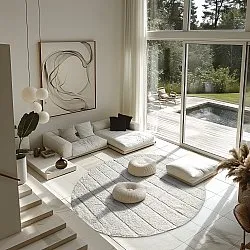 Tappeti rotondi - Willow Natural Cotton Shaggy (offwhite)