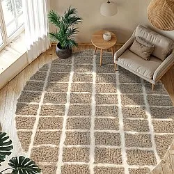 Tappeto rotondo - Zola Natural Cotton Shaggy (beige)