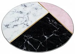 Tappeto rotondo - Savino (nero/bianco/rosa)