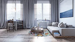 Tappeto rotondo - Misare (blu/multi)