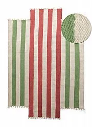 Tappeto di lana irregolare - Kystaro (crema/verde/rosso)