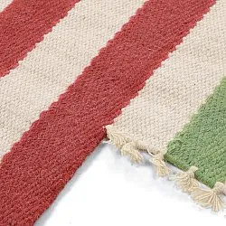 Tappeto di lana irregolare - Kystaro (crema/verde/rosso)