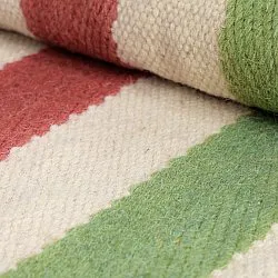 Tappeto di lana irregolare - Kystaro (crema/verde/rosso)