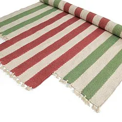 Tappeto di lana irregolare - Kystaro (crema/verde/rosso)