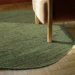 Tappeto rotondo irregolare in juta - San Francisco (verde militare)