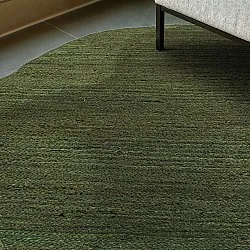 Tappeto rotondo irregolare in juta - San Francisco (verde militare)