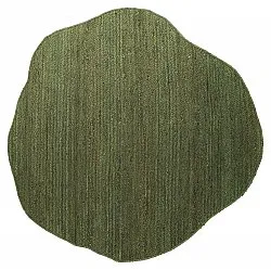 Tappeto rotondo irregolare in juta - San Francisco (verde militare)