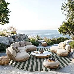 Tappeto rotondo - Indoor/Outdoor Otto (verde)