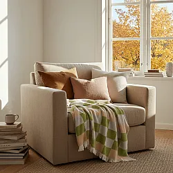 Coperte - Plaid in misto lana - Audrey Check (beige/verde/viola)