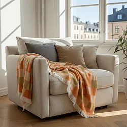 Coperte - Plaid in misto lana - Audrey Check (beige/giallo/arancione)