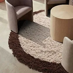Tappeto rotondo - Sagres Natural Cotton Shaggy (bianco sporco/marrone)