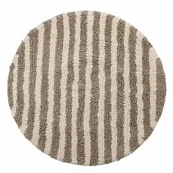 Tappeto rotondo - Thira Stripe Cotton Shaggy (crema/taupe)