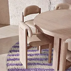 Tappeto rotondo - Thira Stripe Cotton Shaggy (crema/viola chiaro)