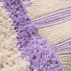 Tappeto rotondo - Thira Stripe Cotton Shaggy (crema/viola chiaro)