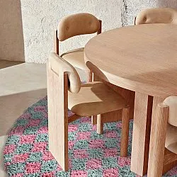 Tappeto rotondo - Methoni Check Cotton Shaggy (azzurro chiaro/rosa chiaro)