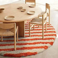Tappeto rotondo - Thira Stripe Cotton Shaggy (giallo chiaro/arancione chiaro)