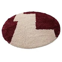 Tappeto rotondo - Begur Natural Cotton Shaggy (bianco sporco/bordeaux)