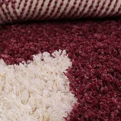 Tappeto rotondo - Begur Natural Cotton Shaggy (bianco sporco/bordeaux)