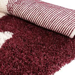 Tappeto rotondo - Begur Natural Cotton Shaggy (bianco sporco/bordeaux)