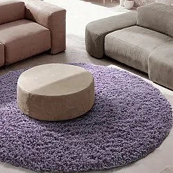 Tappeto rotondo - Combarro Solid Cotton Shaggy (viola chiaro)