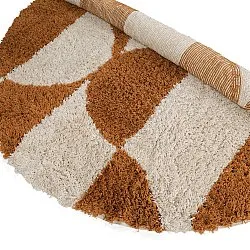 Tappeto rotondo - Kalymnos Natural Cotton Shaggy (bianco sporco/ocra)
