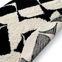 Tappeto rotondo - Marvao Natural Cotton Shaggy (bianco sporco/nero)