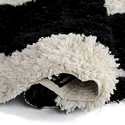 Tappeto rotondo - Marvao Natural Cotton Shaggy (bianco sporco/nero)