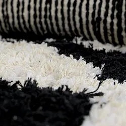 Tappeto rotondo - Marvao Natural Cotton Shaggy (bianco sporco/nero)