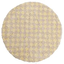 Tappeto rotondo - Methoni Check Cotton Shaggy (crema/giallo chiaro)