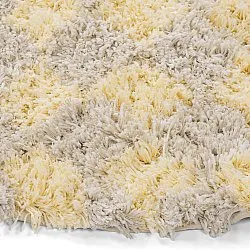 Tappeto rotondo - Methoni Check Cotton Shaggy (crema/giallo chiaro)