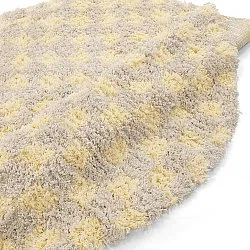 Tappeto rotondo - Methoni Check Cotton Shaggy (crema/giallo chiaro)