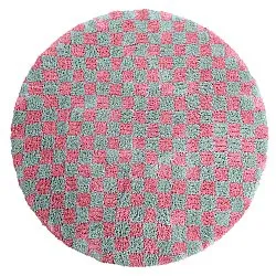 Tappeto rotondo - Methoni Check Cotton Shaggy (azzurro chiaro/rosa chiaro)