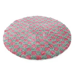 Tappeto rotondo - Methoni Check Cotton Shaggy (azzurro chiaro/rosa chiaro)
