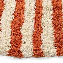 Tappeto rotondo - Thira Stripe Cotton Shaggy (giallo chiaro/arancione chiaro)