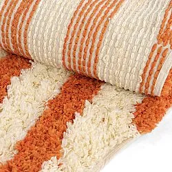 Tappeto rotondo - Thira Stripe Cotton Shaggy (giallo chiaro/arancione chiaro)