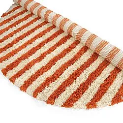 Tappeto rotondo - Thira Stripe Cotton Shaggy (giallo chiaro/arancione chiaro)