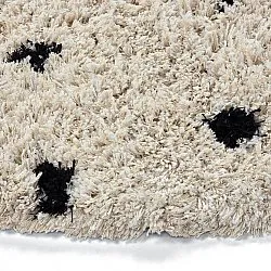 Tappeto rotondo - Soria Natural Cotton Shaggy (bianco sporco/nero)