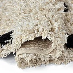 Tappeto rotondo - Soria Natural Cotton Shaggy (bianco sporco/nero)
