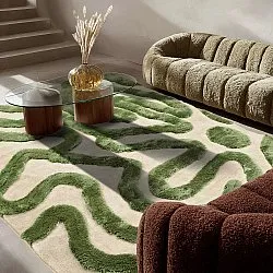 Tappeto A Pelo Lungo - Akaba (crema/verde)