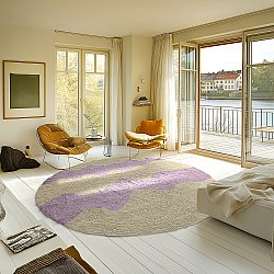 Tappeto rotondo - Amira Natural Cotton Shaggy (beige/viola)