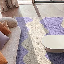 Tappeto A Pelo Lungo - Amira Natural Cotton Shaggy (viola/beige)