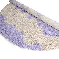 Tappeto rotondo - Amira Natural Cotton Shaggy (viola/beige)
